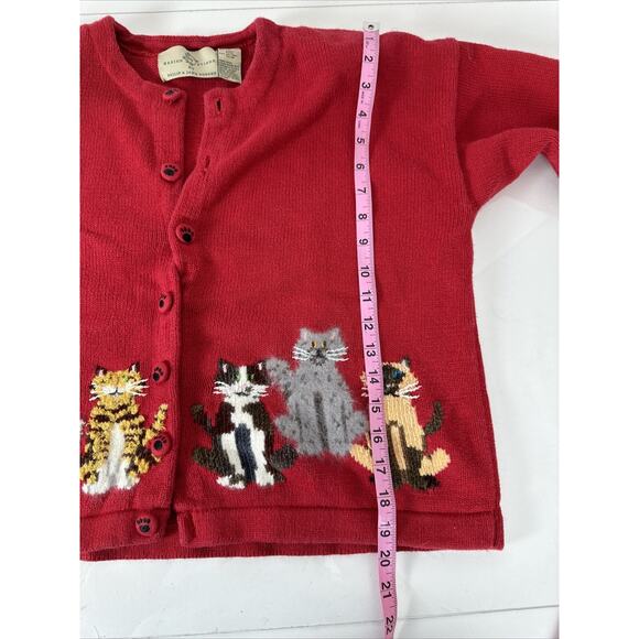 Design Options By Philip & Jane Gordon Red Cat Cardigan Sweater Vintage Large - Picture 8 of 8